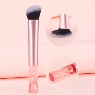 Escova de Maquiagem de 1 peça de escova de contorno cor-de-rosa Cabo de Cristal Escova de Sombra de Cristal Escova de Maquiagem de Contorno Lateral Silhueta Escova de Maquiagem Portátil Novo Estilo Escova de Maquiagem