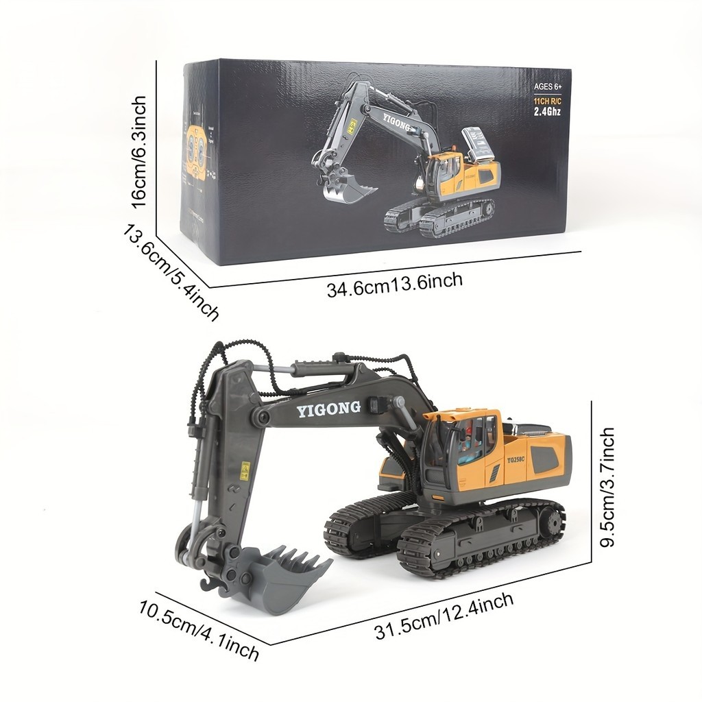 Conjunto De Brinquedos Para Veículos De Construção Com Controle Remoto 6 A 8 Anos-Resistente Às Intempéries , Direção Antiderrapante RC Alimentada Por Bateria Tampa De Liga Metálica , Operação Push