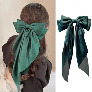 Coreano Grande Arco Hairpin Menina Bonito Grampo De Cabelo Fita Longa Cocar Moda Feminina Presilhas Casamento Cor Sólida