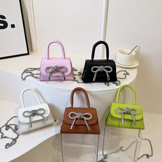 Moda Contraste Cor da Cadeia de Arco Textura de um ombro Bolsa Pequena Quadrada Portátil para Mensageiro