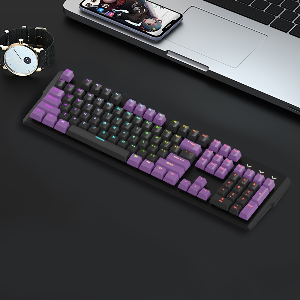Preto E Roxo 104 Teclas , ABS OEM universal Retroiluminado
