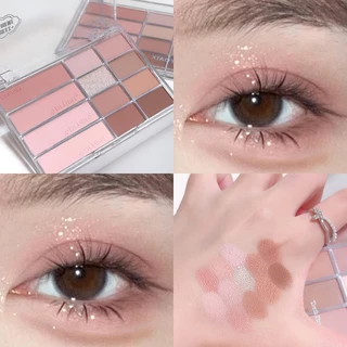 Paleta Doze cores Blush Eyeshadow Two-In-One Outono Inverno Terra Cor Baixa Saturação Matte Repairing