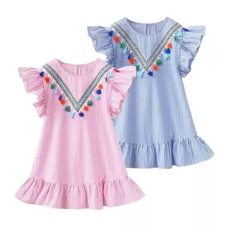 Vestidos De Verão Para Meninas Tassel Flying Sleeve Festa Princesa