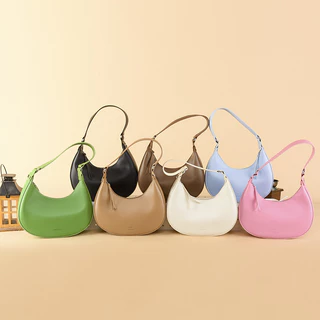 Bolsa Feminina Para Axila , Nova De Nicho , Um Ombro , Crescente De Corpo Cruzado Simples De Couro Portátil De Alta Qualidade