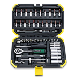 53pcs/Set Jogo De Chaves De Catraca De 1/4 Polegadas , Com Conjunto De Soquetes De Bits Barra Métrica E De Extensão Para Reparo Automotivo Uso Doméstico Estojo De Armazenamento