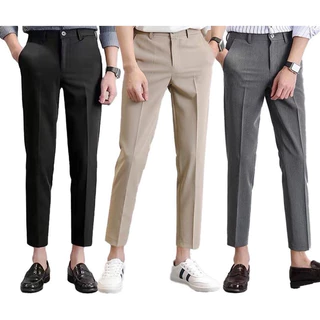 Calças De Verão Masculinas Slim Cáqui Versão Coreana Da Tendência De Homens Terno Reto seluar slack lelaki