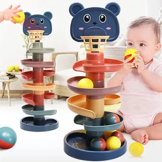 Pista Giratória Para Bebês Empilhamento Montessori Rolling Ball Tower Brinquedos De Educação Infantil Interativa Infantis