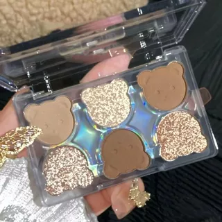 Pequena Paleta de Sombra de Seis Cores de Urso Sombra Perolada Fina Intermitente Terra Mate Cor Puro Estilo Desejo Sombra