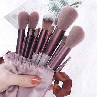 13 Conjunto de Escova de Maquiagem Escova para Sombra dos Olhos Escova Blush com Saco de Armazenamento de Flanela Viagem Pacote Conveniente Presentes
