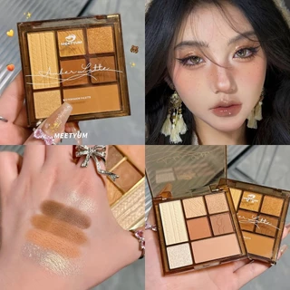 Paleta de Sombra de Sete Cores de Café com Leite Âmbar Sombra de Leite Matte Pearlescent Fine Flashing Earth Color Eyeshadow