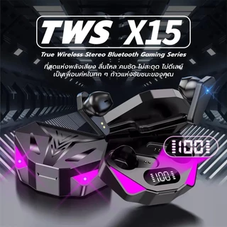 TWS X15 Gaming Fone De Ouvido Sem Fio Bluetooth Com Microfone Baixo Áudio Posicionamento Som 9D Música Estéreo Alta Fide