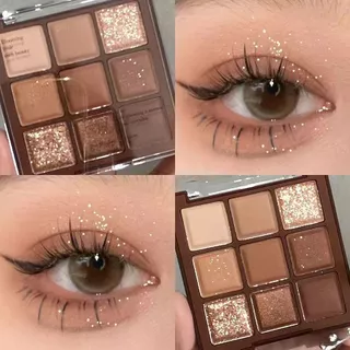 Jaded Chocolate Paleta de Sombra de Nove Cores de Chocolate Paleta de Sombra de Nove Cores Brilho Fino Brilhante Perolado Diário Terra Marca de Nicho de Seda deitado
