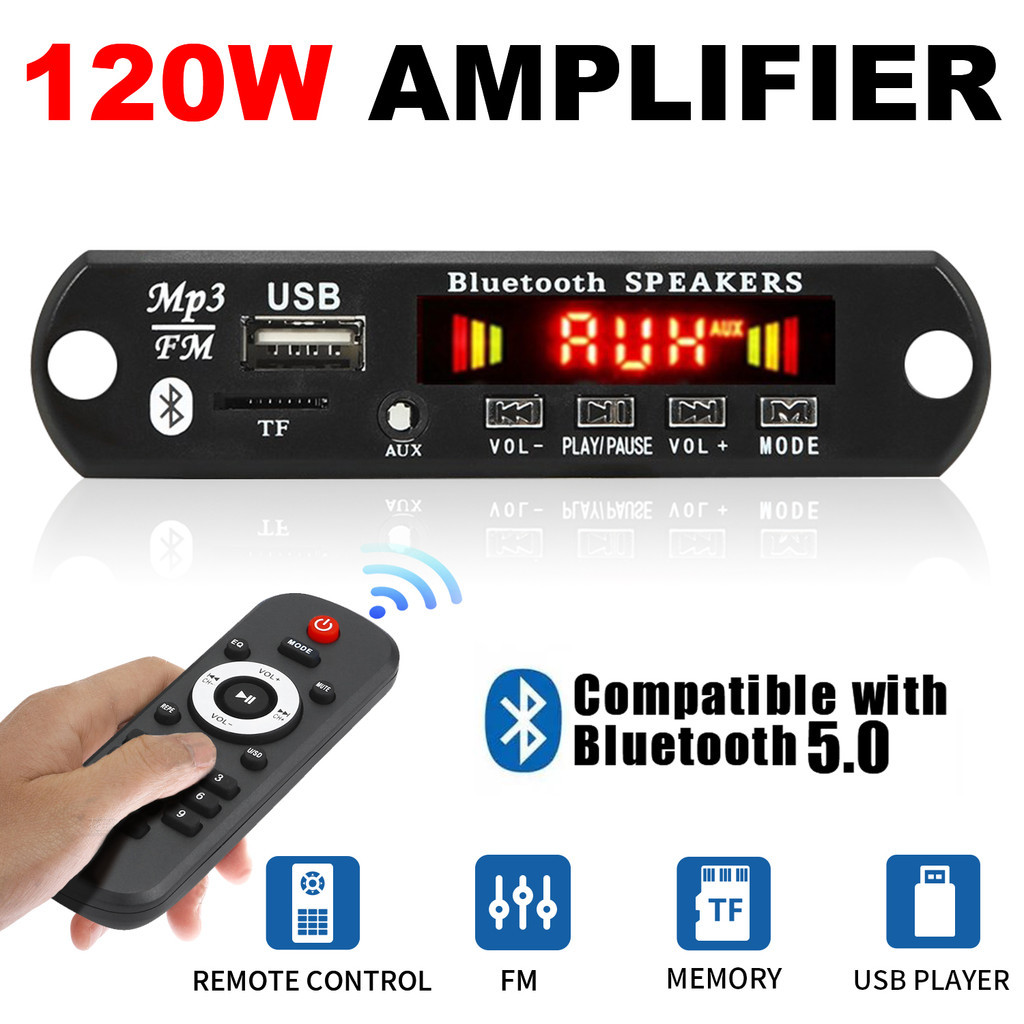 120W DIY Casa Amplificador Digital MP3 Decodificador Placa 12V 24V 60W