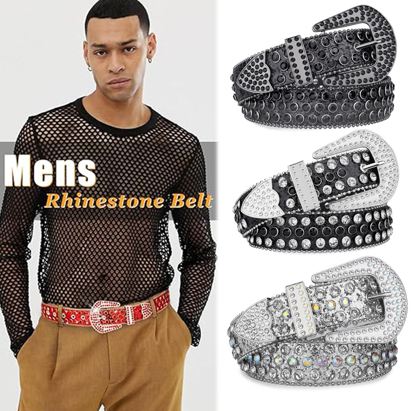 Oyifan Fashion Trend Rhinestone Cinto de Moda Cinto de Denim Ocidental Adequado para Jeans Vestir Cinto Rebite Brilhante