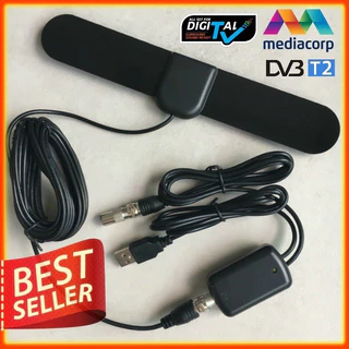Antena De TV Digital (Plana , Cabo De 5 Metros , Ativa DVB-T2)