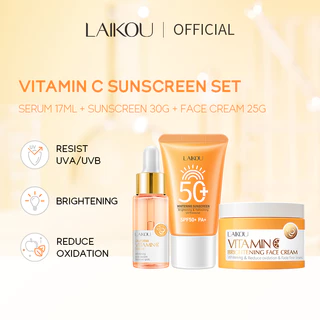 LAIKOU SPF50 Protetor Solar com Vitamina C e Clareamento 3pcs Creme Anti-Oxidante