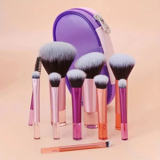 10 Pçs Mini Conjunto De Pincéis De Maquiagem Pó Sombra Fundação Blush Liquidificador Corretivo Beleza Ferramentas Escova Suprimentos Profissionais