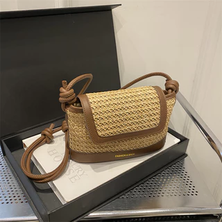 Contraste Cor Retro Moda Retro Tecido Magnético Fivela Magnética de Ombro Fechado Bolsa Pequena Quadrada