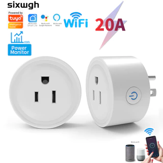 20A Tuya Wifi Tomada Inteligente US Plug switch Sem Fio Mini smart Suporta APP Vida Funciona Com Alexa google Controle De Voz Doméstica