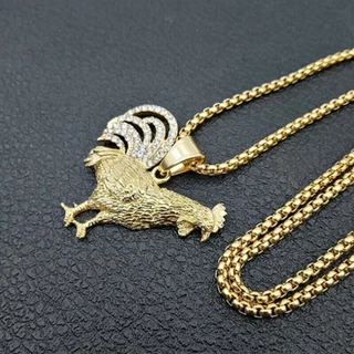 O Colar Com Pingente De Galo Dourado É Adequado Para Festas Criativas E Minimalistas De hip-hop Homens Mulheres