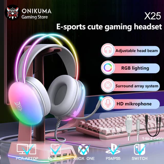 ONIKUMA X25 RGB Fones De Ouvido Profissionais esports Com Fio Para Jogos Canceladores De Ruído