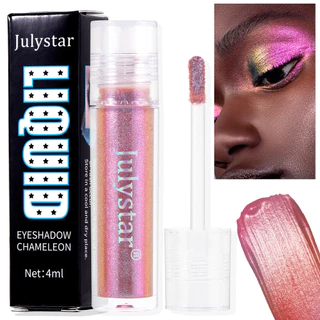 Julystar 7 Colors Dazzling Pearlescent Shimmering Destaque Sombra Líquida Solúvel Em Água Lábio E Bochecha Maquiagem De Duplo Objetivo De Sono Brilho De Seda