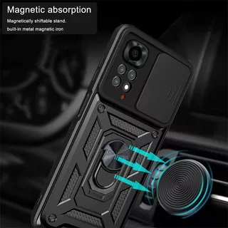 Capa De Celular Resistente Anti-Impacto Com Anel De Suporte Em Metal Para Redmi Note 13 Pro 12 Pro 11 Pro 11S 10 10S 4G 5G Redmi 9T