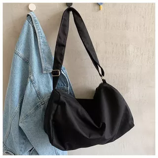 Estilo Coreano Chique Preguiçoso Grande Capacidade crossbody Saco Feminino casual Versátil Cor Sólida Ombro Único De Lona Mochila Feminina