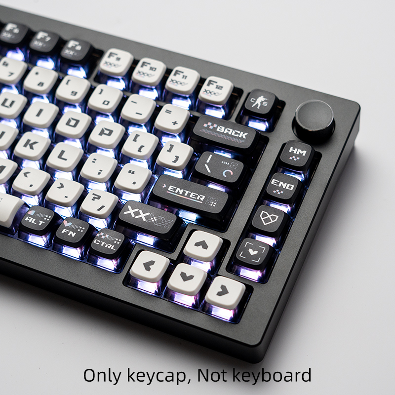 Conjunto de impressão de teclas Oem Tema Sublimação Artesanato PBT + PC Material Keycap de pudim translúcido leve de quatro lados adequado para 6.25 U Space 61 68 75 84 87 98 99 100 104 108