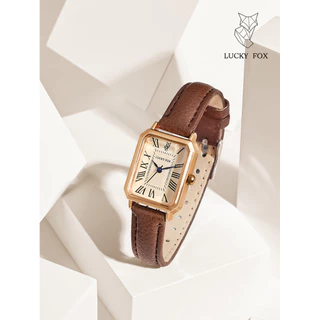 LUCKYFOX Relógio Caixa Para Estudantes Femininas Casual Simples De Liga De Zinco Vintage Quartzo Pequeno Quadrado De Couro Feminino Adequado Presentes Diários