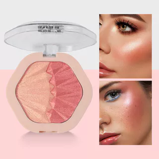 Bicolor Líquido diamantado de dupla utilização Líquido diamantado em pó de alto brilho Blush em pó Natural Brilho fino Brilhante High Glo