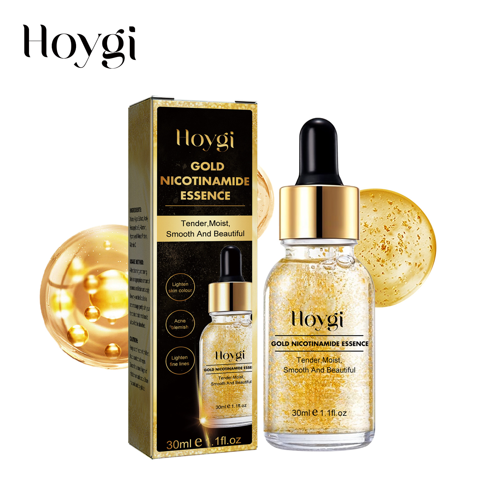 Hoygi Gold Nicotinamide Essence 24k Fade Pigmentação E Linhas Finas Reparação Do Cansaço Da Pele Branqueamento Tender Cuidados Com A Facial