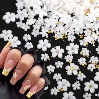 10000pcs Mini 3D Flower Nail Charms Resina Branca Rosa Colorida Cinco Petal Pequenas Contas De Aço Art Suprimentos Para Arte De Unhas Feminina Decoração Artesanato De Bricolage