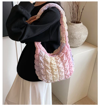 2024 novo estilo moda nuvem bolha saco ins influenciador estilo coreano All-Match plissado para baixo axilas saco de ombro bolinho
