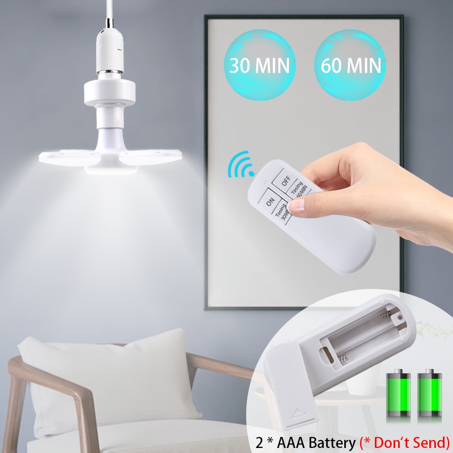 E27 Lâmpada Led Ventilador Lâmina Sincronismo AC85-265V 28W Dobrável Lampada Para Casa Luz De Teto Com Controle Remoto