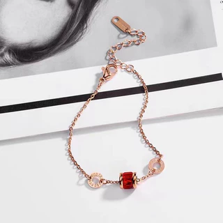 Versão Coreana Temperamento Roxo Controle Cor Algarismos Romanos Croyolite Pulseira De Ouro Rosa Titânio Aço Banhado A 1