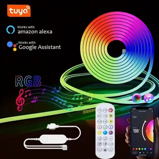 Tuya Smart Life Fita LED Neon 5V RGB Trabalhar Com Alexa Para TV Home Decor Lighting