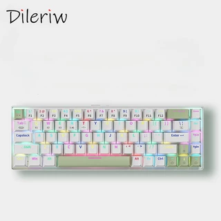 Teclado Mecânico Sem Fio Bluetooth Tri-Modo De 68 Teclas TYPE-C Interface Separação De Fios Com Chave RGB Backlight Verde E Vermelho Eixo De Chá Para Jogos De Escritório Notebook