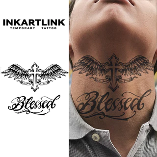 Adesivos de tatuagem de asas inglesas, à prova d'água de longa duração, 1-2 semanas, adesivos de tatuagem coloridos semipermanentes, adequados para homens, mulheres, pescoço, braço, tatuagens falsas