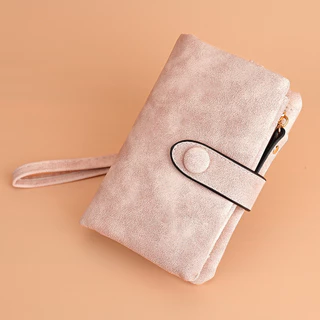 1 Peça Ladies Retro Frosted Leather Zipper Buckle Short Wallet Casual Fashion Carteira Multifuncional Carteira Multifuncional Carteira Multi-Cartão Carteira de Cartão de Crédito Moedas Presentes para Meninas