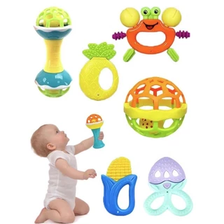 Conjunto de 7 Peças de Brinquedos Teether para Recém-Nascidos Suavizante Inteligente Cor Aleatória