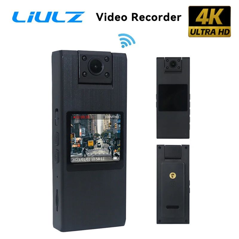 4K Mini Câmera Sem Fio WiFi Gravador De Aplicação Da Lei Portátil Áudio