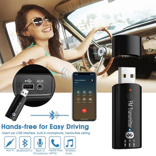Carregador Carro Kit V5.0 Receptor 3.5MM FM USB AUX Transmissor Mãos-Livres Chamada Adaptador De Áudio Conector