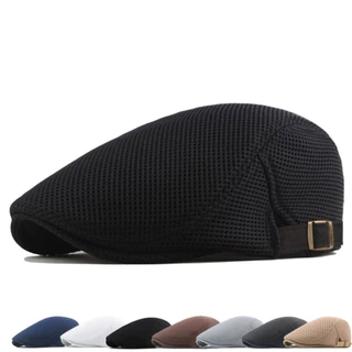 Boné De Malha Respirável Para Homens Ajustável Newsboy Ivy Cap Cabbie Flat Hat