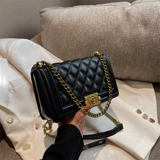 Bolsa de ombro feminina Fashion diamante, bolsa Casual de couro macio com corrente combinada, bolsa quadrada pequena