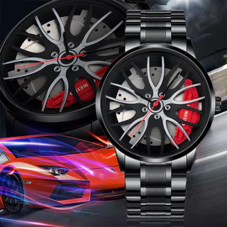 Relógio de Pulo Masculino 3D Roda do Carro Aço Inoxidável Esportes Moda