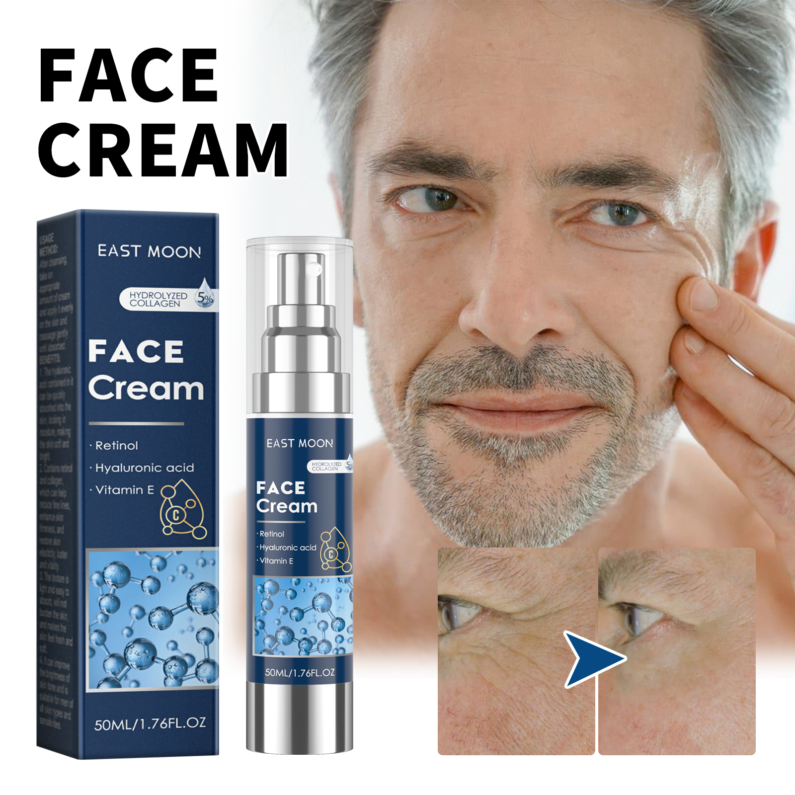 Creme Facial Masculino 6 Em 1: Hidrata, Trata Bolsas, Anti-idade, Rugas ...