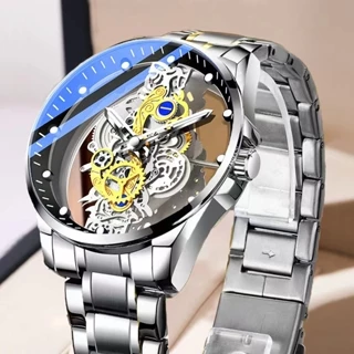 Swiss Genuíno Novo Relógio Masculino Oco Dupla Face Calendário Elegante À Prova D