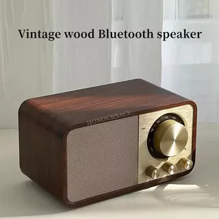Alto-Falante Bluetooth Nostalgic Retro Clássico Rádio Sem Fio 5.0 Subwoofer Portátil De Madeira