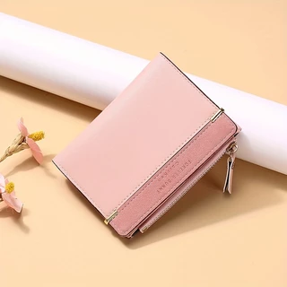 1 Peça Moda feminina Moda feminina Carteira simples Ultra-Thin Short Wallet Casual Bi-Fold Carteira Multi-cartões com zíper Snap Coin Purse Girl Gift